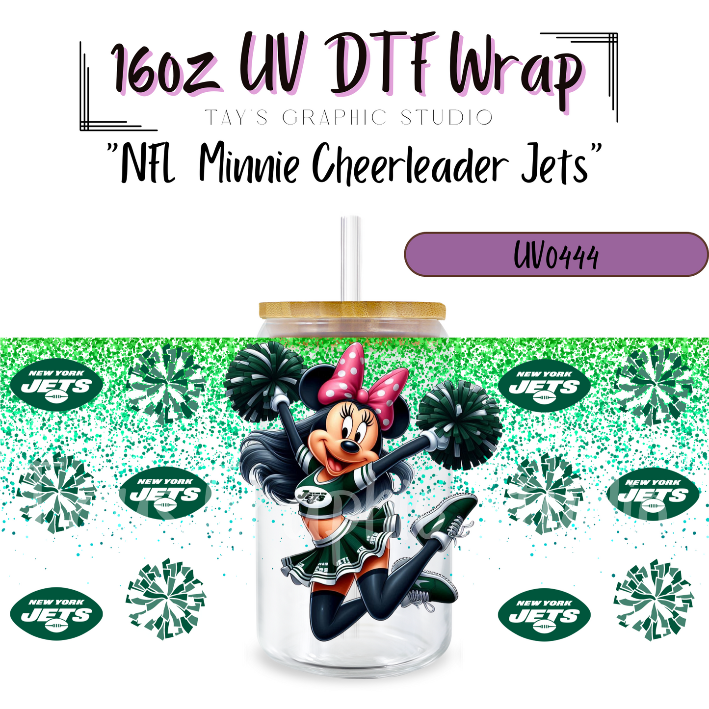 EXCLUSIVE COLLECTION - NFL Minnie Cheerleader UV DTF Wraps - 32 Team Wraps - Collection UV DTF Wraps - MTO