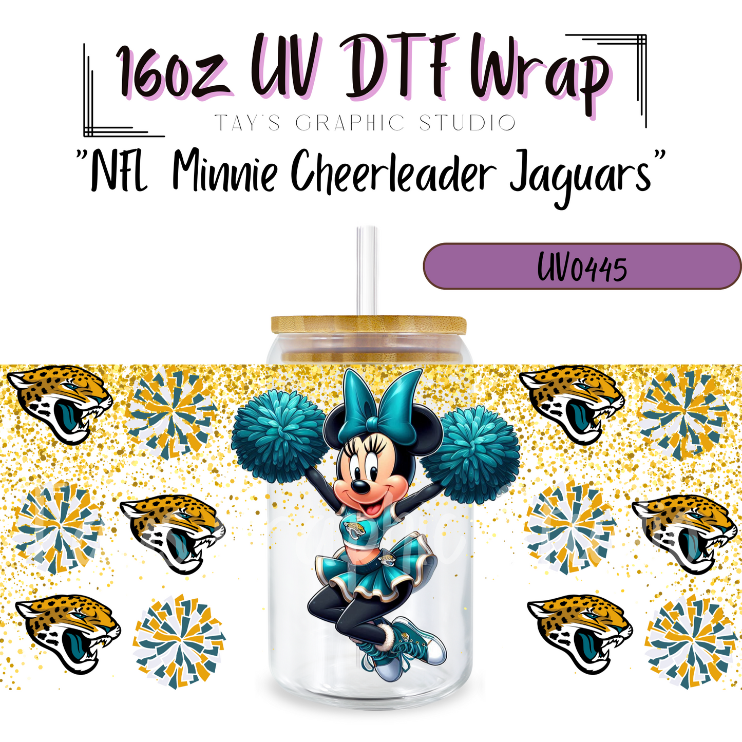 EXCLUSIVE COLLECTION - NFL Minnie Cheerleader UV DTF Wraps - 32 Team Wraps - Collection UV DTF Wraps - MTO