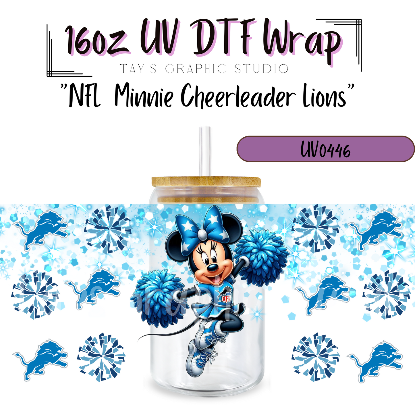 EXCLUSIVE COLLECTION - NFL Minnie Cheerleader UV DTF Wraps - 32 Team Wraps - Collection UV DTF Wraps - MTO