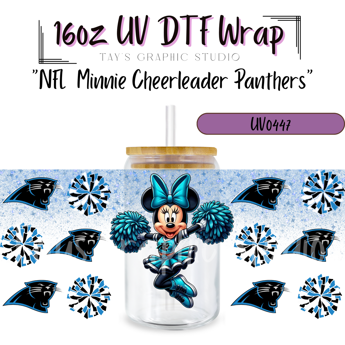 EXCLUSIVE COLLECTION - NFL Minnie Cheerleader UV DTF Wraps - 32 Team Wraps - Collection UV DTF Wraps - MTO