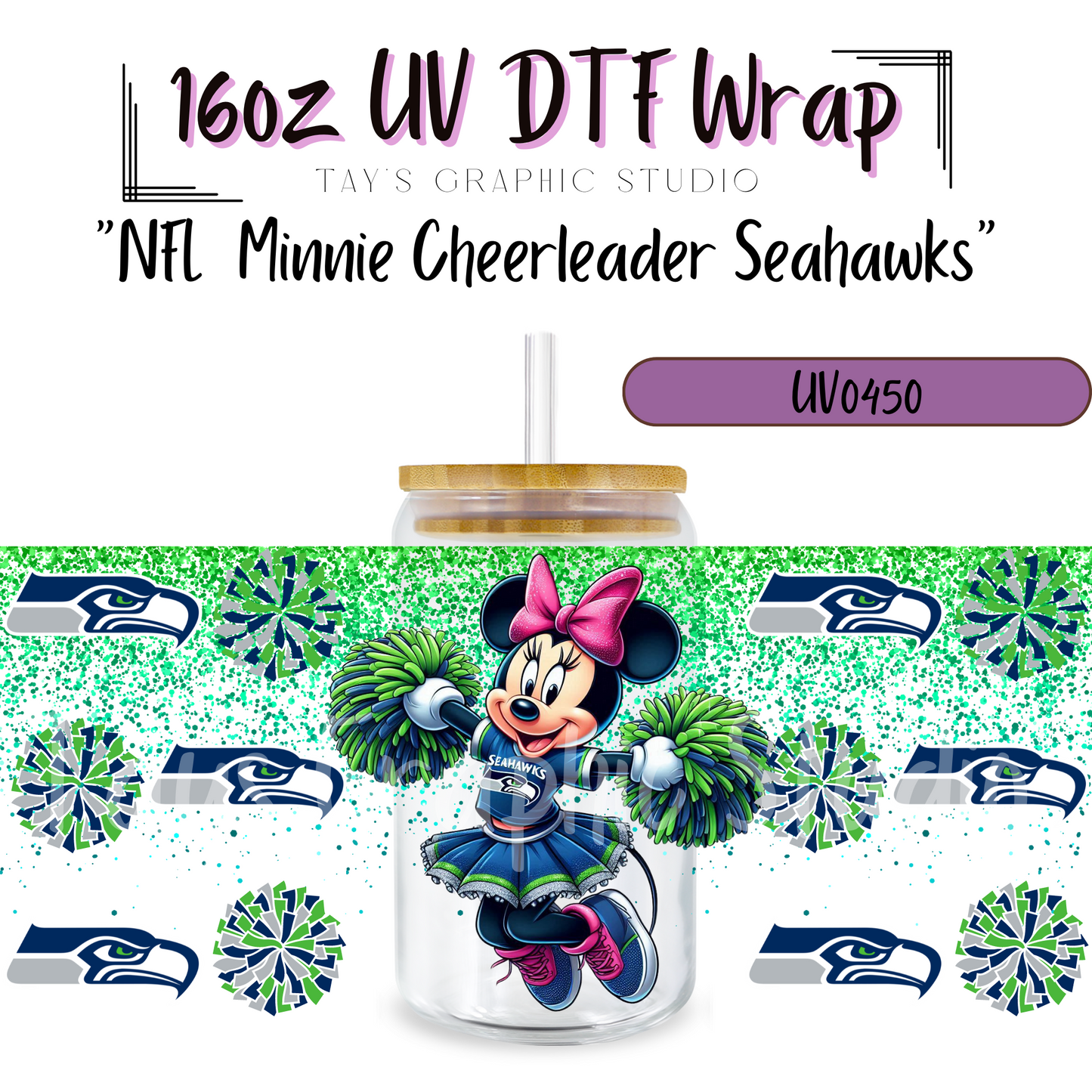 EXCLUSIVE COLLECTION - NFL Minnie Cheerleader UV DTF Wraps - 32 Team Wraps - Collection UV DTF Wraps - MTO