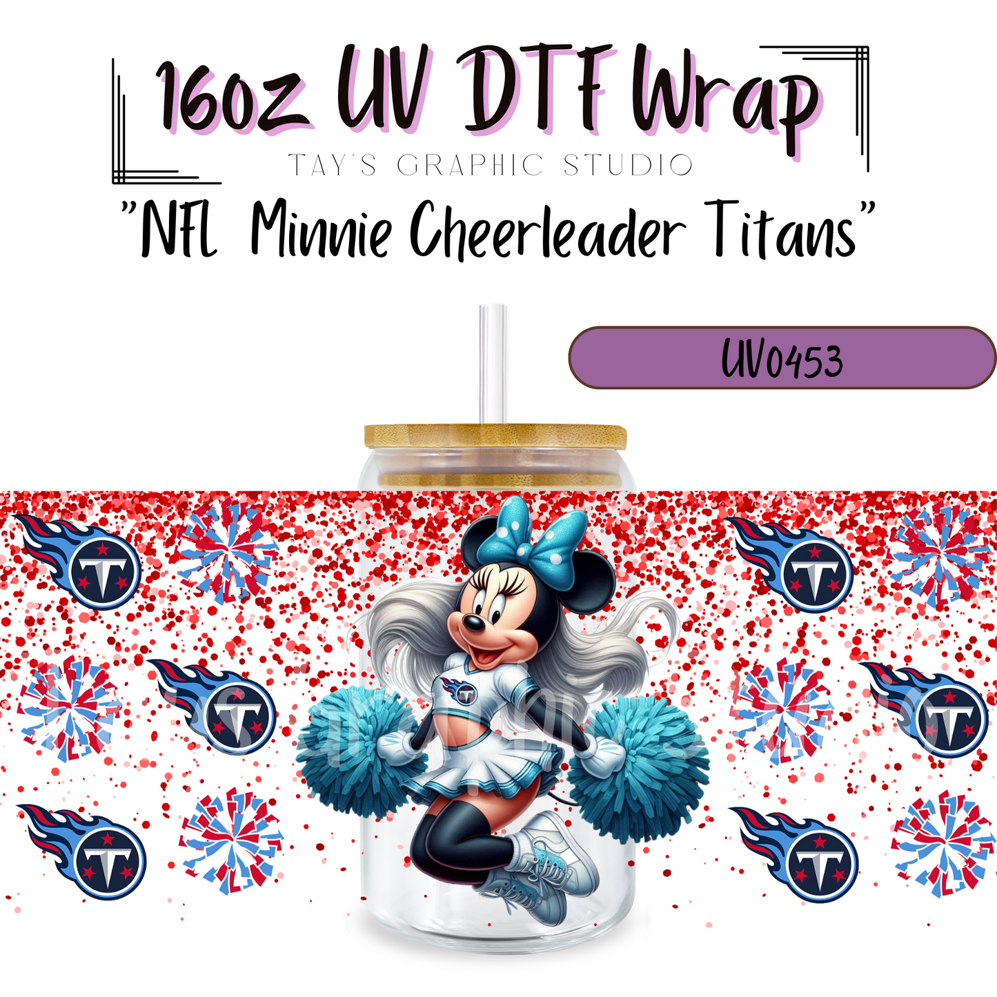 EXCLUSIVE COLLECTION - NFL Minnie Cheerleader UV DTF Wraps - 32 Team Wraps - Collection UV DTF Wraps - MTO