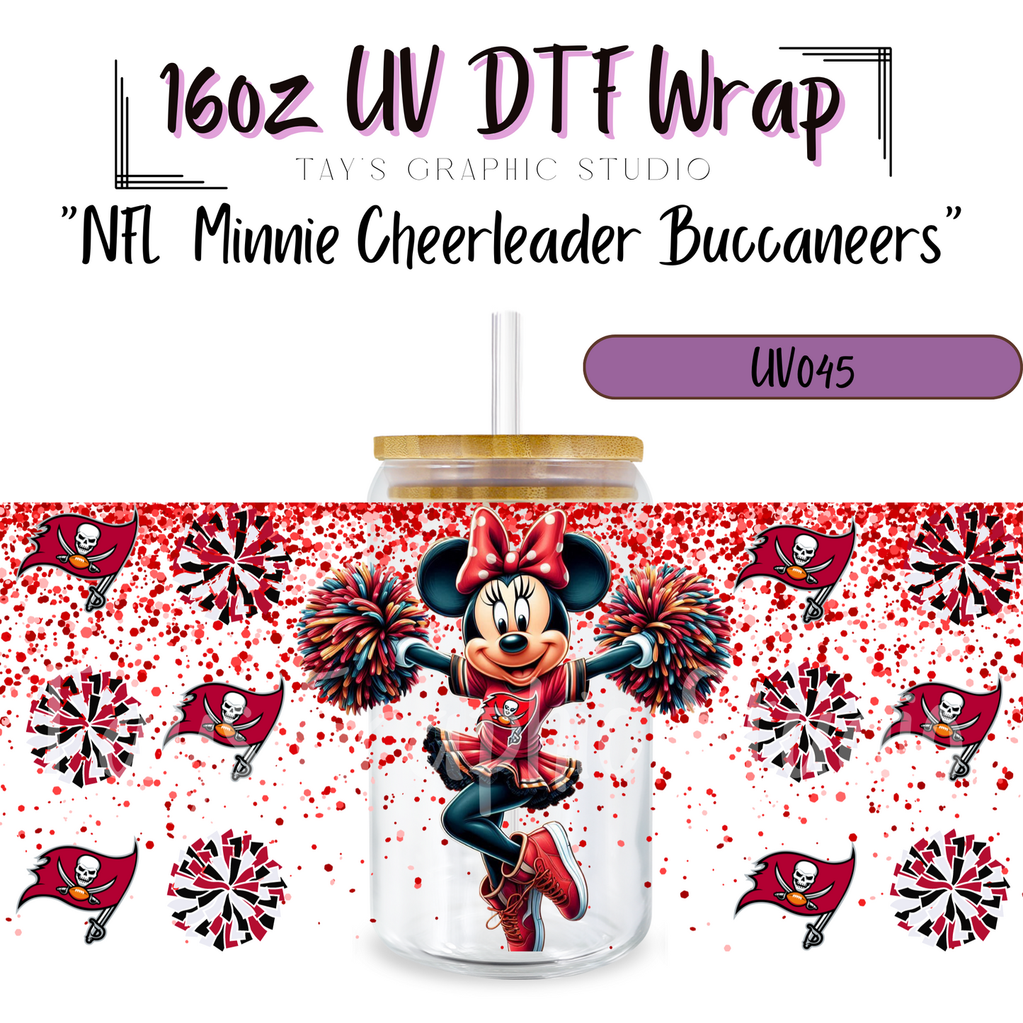 EXCLUSIVE COLLECTION - NFL Minnie Cheerleader UV DTF Wraps - 32 Team Wraps - Collection UV DTF Wraps - MTO