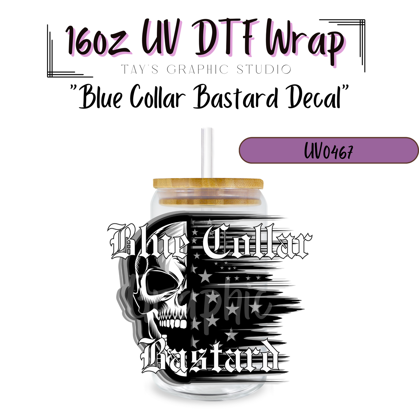 Exclusive - Blue Collar Bastard UV DTF Decal - MTO0467