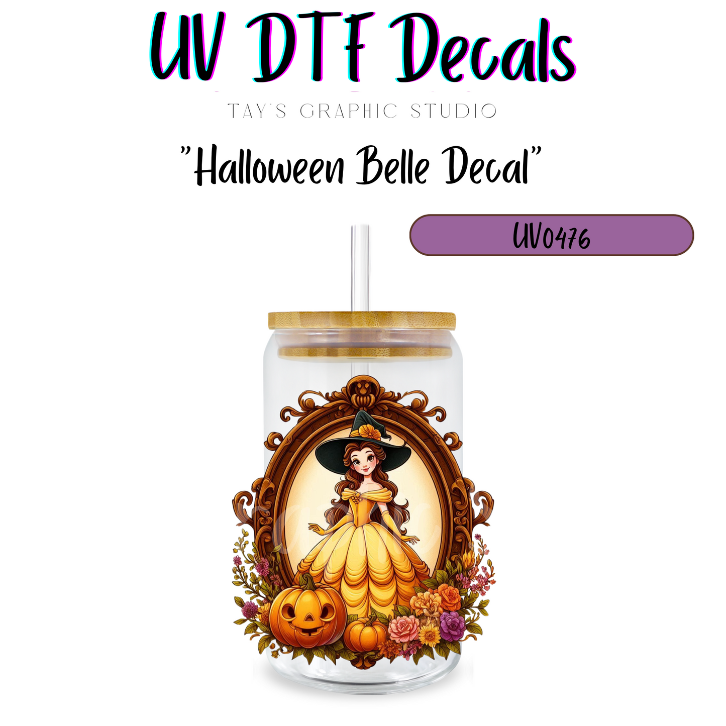 EXCLSUIVE COLLECTIONS - Halloween Disney Women/Princesses UV DTF Decals - 9 Wraps