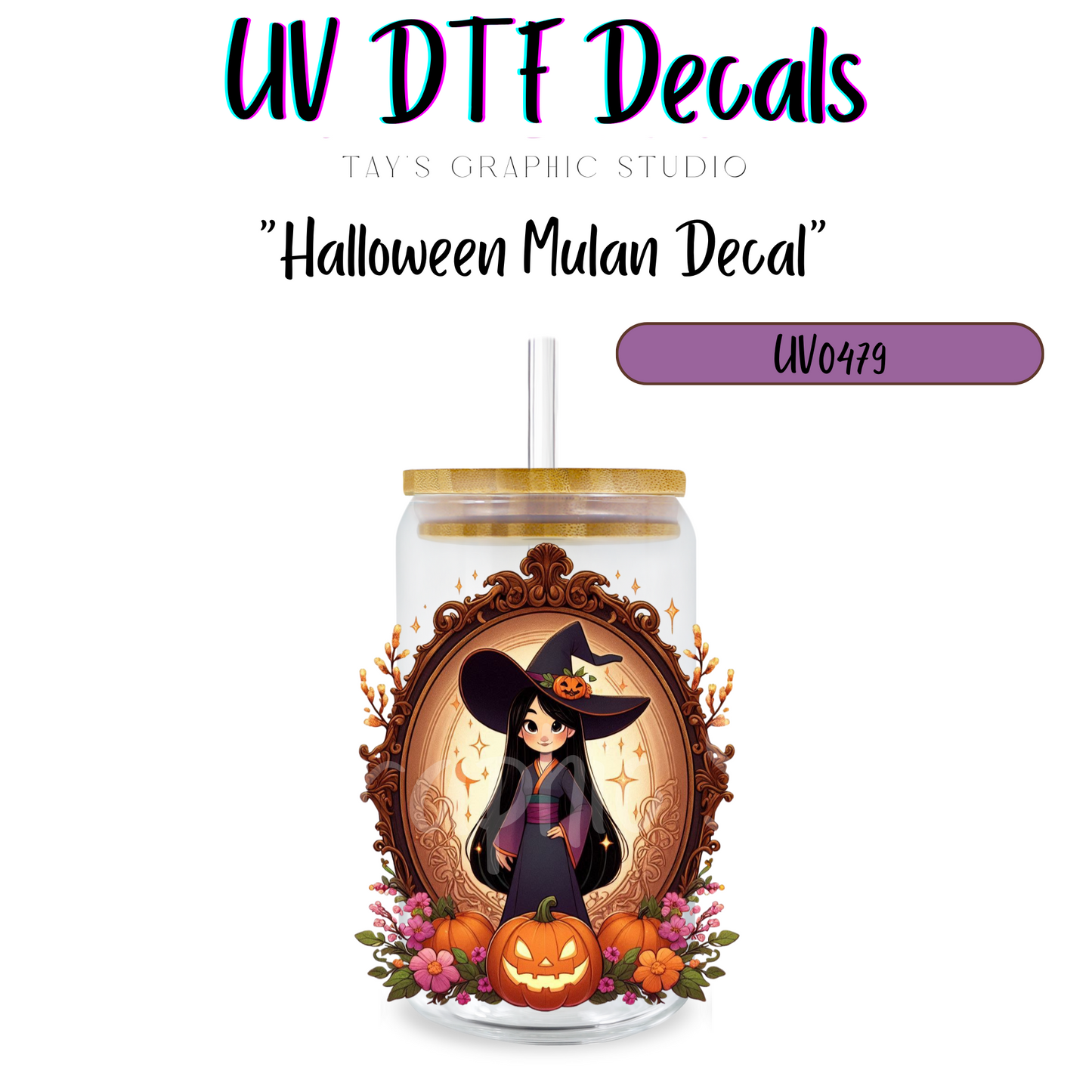 EXCLSUIVE COLLECTIONS - Halloween Disney Women/Princesses UV DTF Decals - 9 Wraps