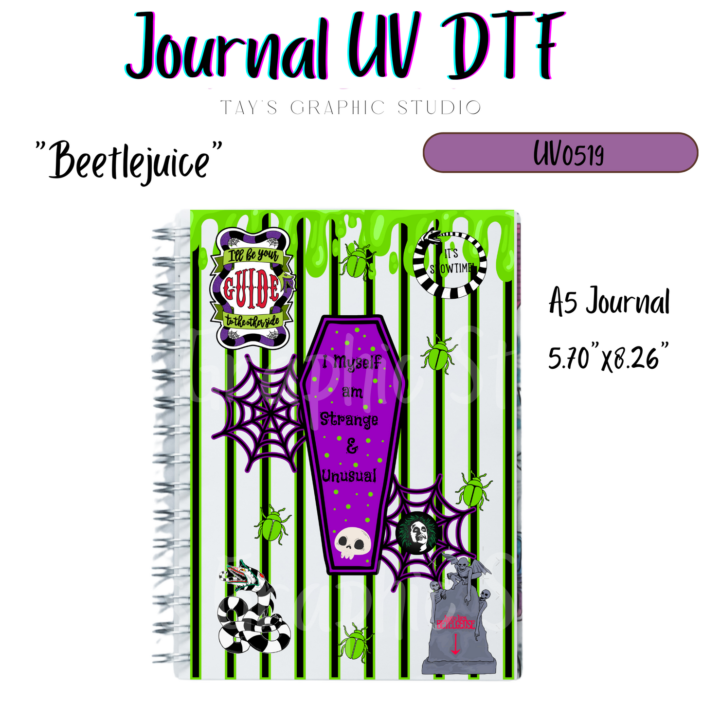 Exclusive - Beetlejuice A5, A6, A7 Journal UV DTF Wrap - MTO0519