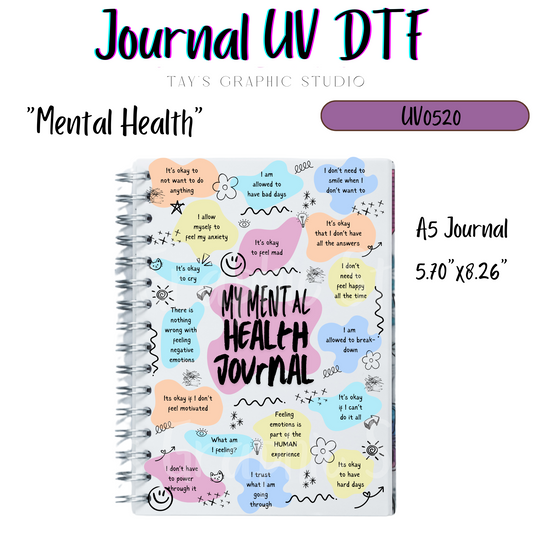 Exclusive - Mental Health A5, A6, A7 Journal UV DTF Wrap - MTO0520