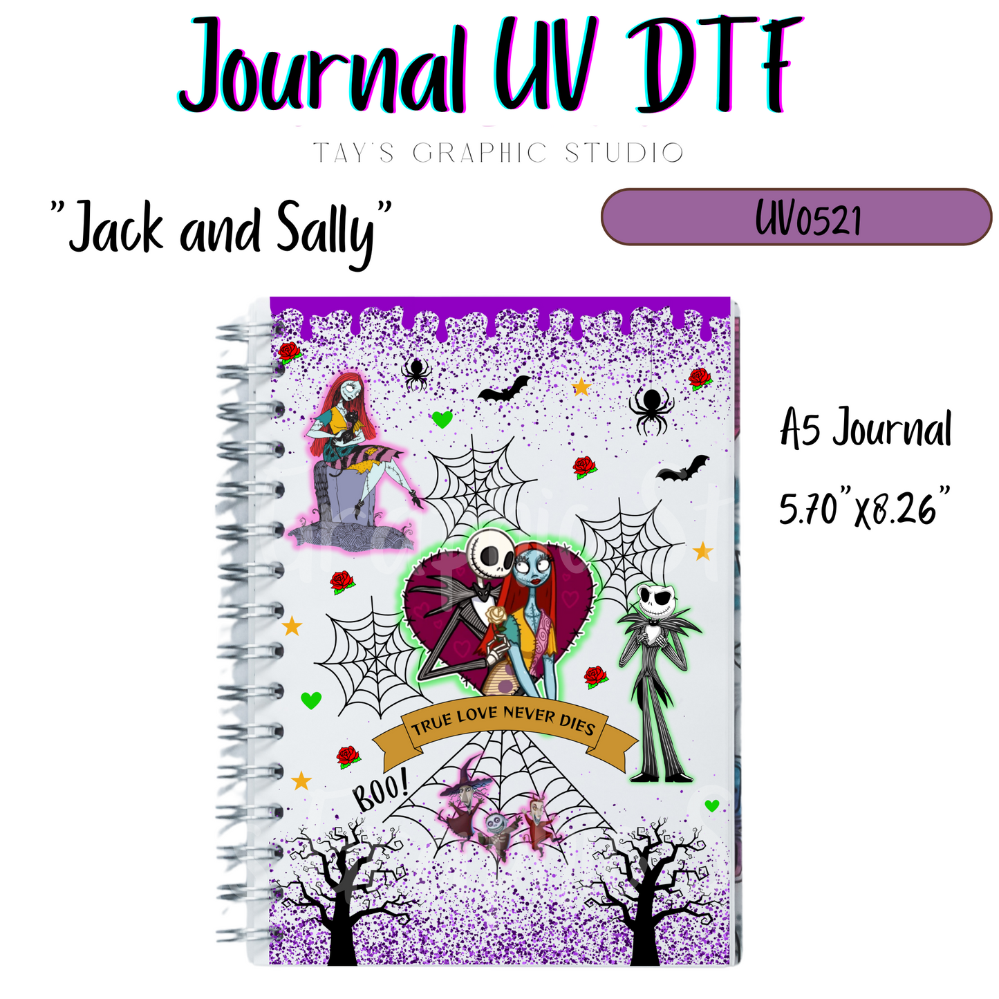 Exclusive - Jack & Sally A5, A6, A7 Journal UV DTF Wrap - MTO0521