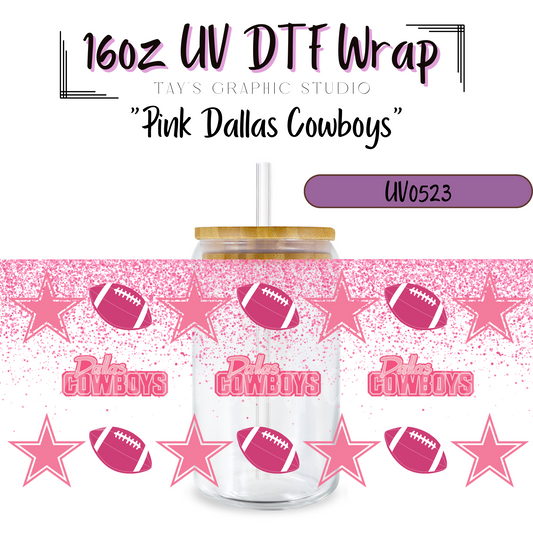 Exclusive - Pink Dallas Cowboys UV DTF Wrap - MTO0523