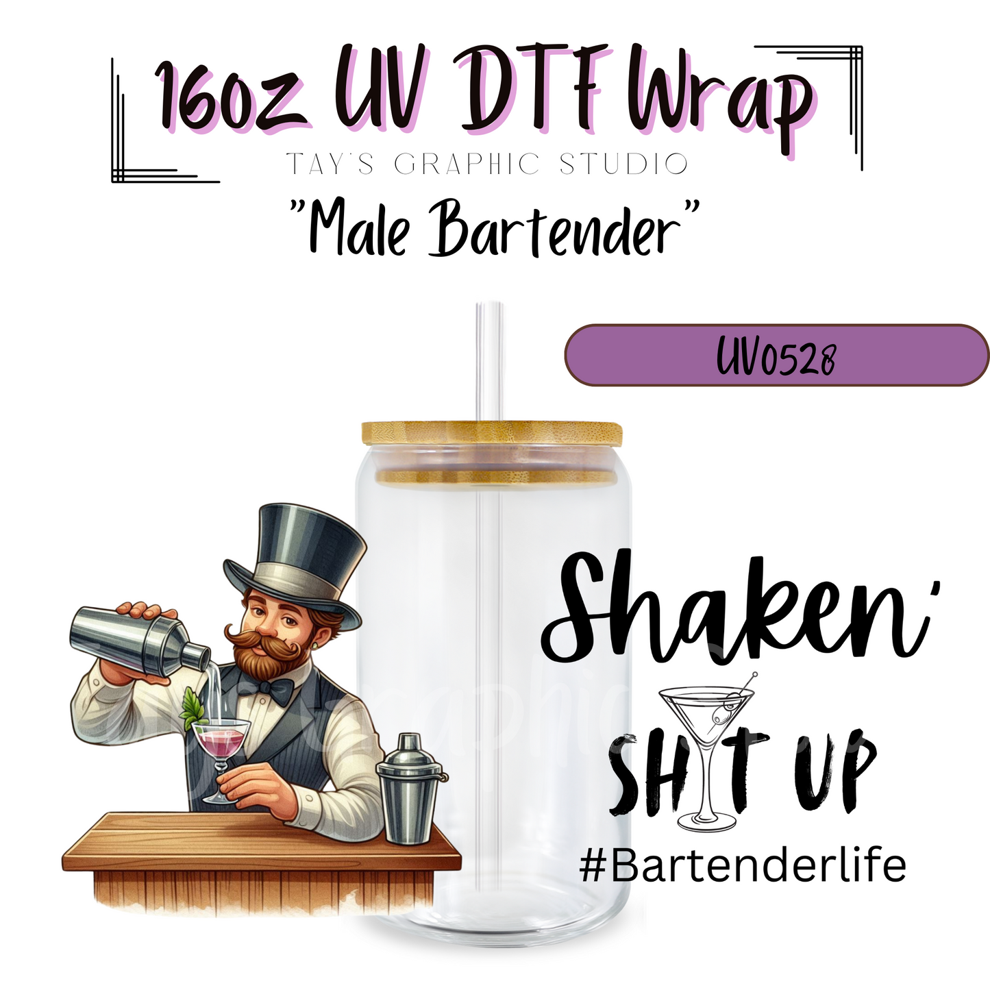 Exclusive - Male Bartender UV DTF Wrap - MTO0528