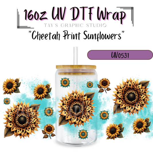 Exclusive - Cheetah Print Sunflowers UV DTF Wrap - MTO0531