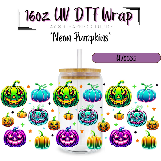 Exclusive - Neon Pumpkins UV DTF Wrap - MTO0535