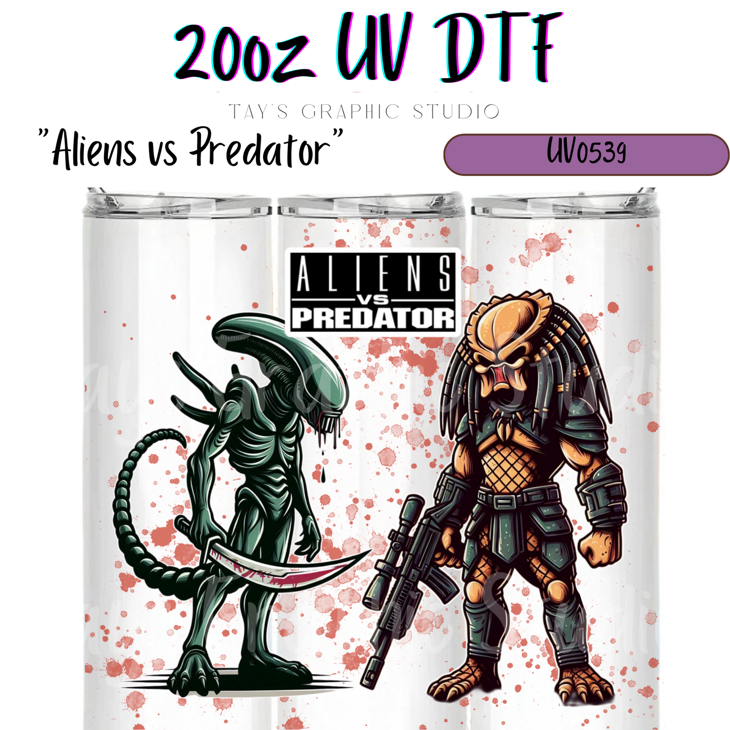 Exclusive - Alien vs Predator 20oz UV DTF Wrap - MTO0539