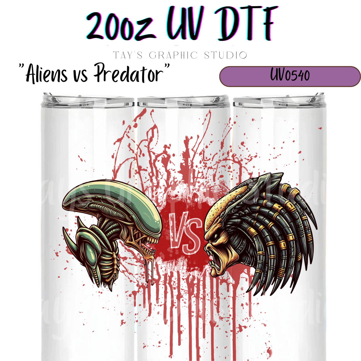 Exclusive - Alien & Predator 20oz UV DTF Wrap - MTO0540