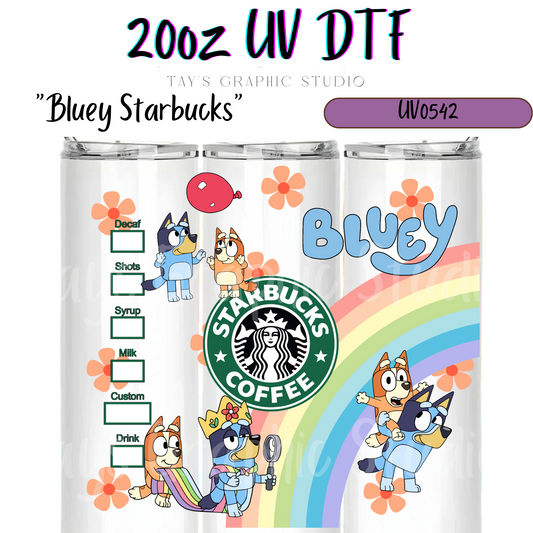 Exclusive - Bluey Starbucks 20oz UV DTF Wrap - MTO0542