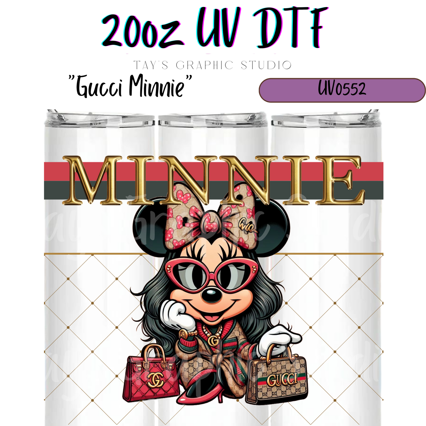 Exclusive - Gucci Minnie Mouse 20oz UV DTF Wrap - MTO0552