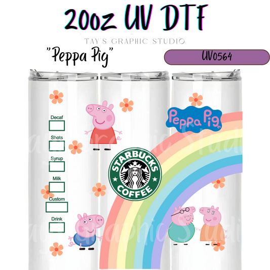 Exclusive - Peppa Pig 20oz UV DTF Wrap - MTO0564