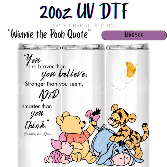 Exclusive - Winnie the Pooh Quote 20oz UV DTF Wrap - MTO0566