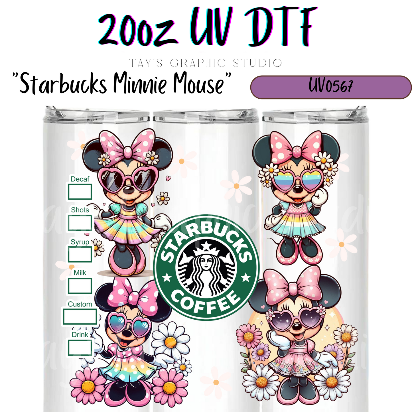 Exclusive - Starbucks Minnie 20oz UV DTF Wrap - MTO0567