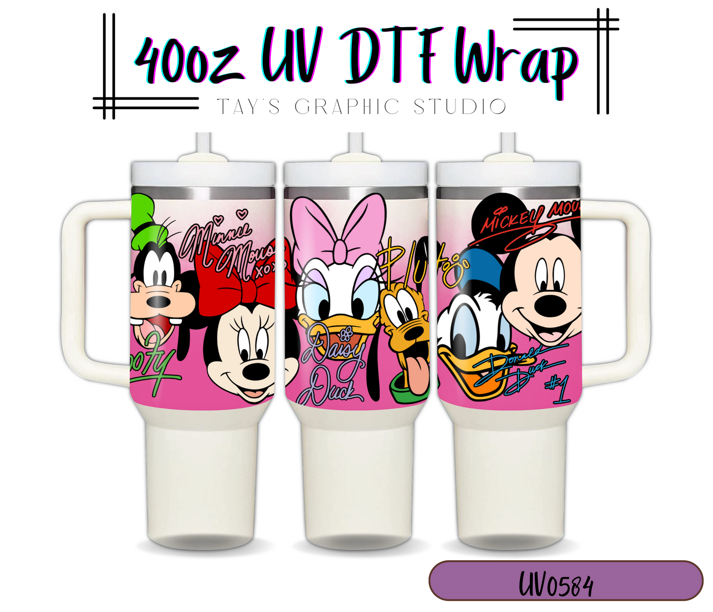 Exclusive - Minnie and Friends Signatures Top 40oz UV DTF Wrap - MTO0584