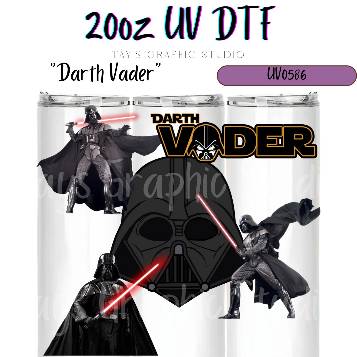 Exclusive - Darth Vader 20oz UV DTF Wrap - MTO0586