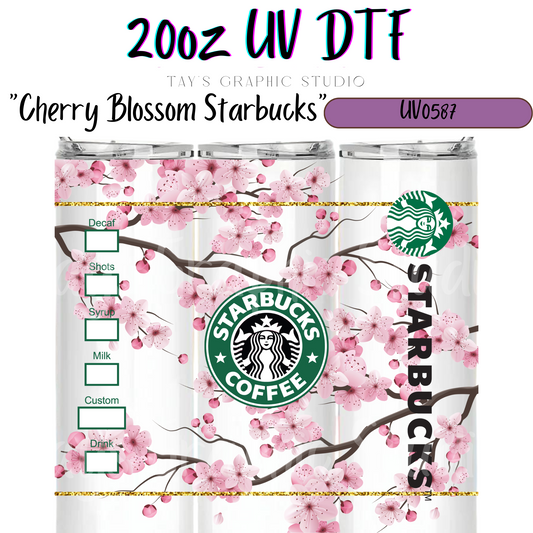 Exclusive - Cherry Blossom Starbucks 20oz UV DTF Wrap - MTO0587