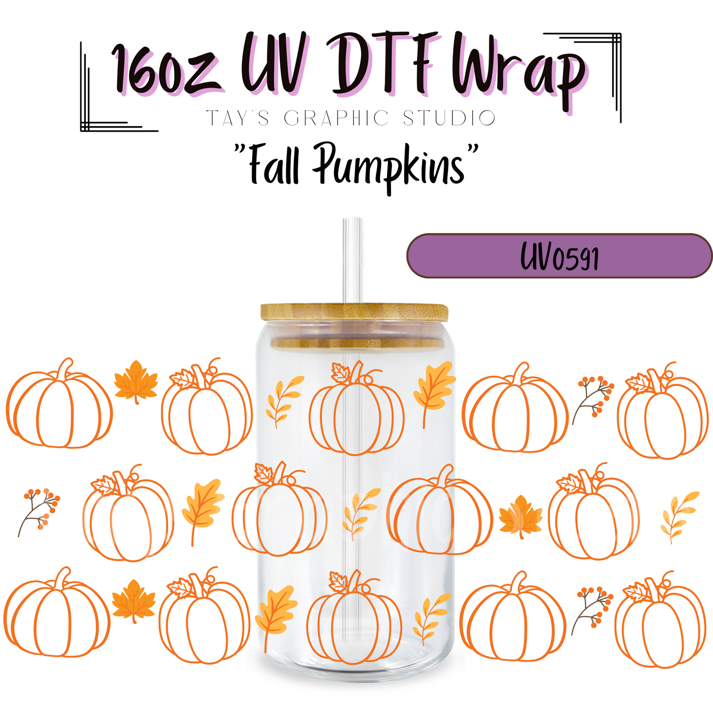 Exclusive - Fall Pumpkins 16oz UV DTF Wrap - MTO0591