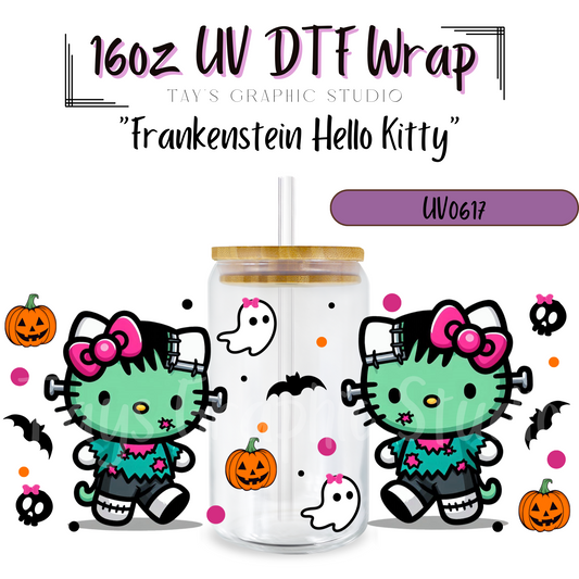 Exclusive - Frankenstein Hello Kitty 16oz UV DTF Wrap - MTO0617