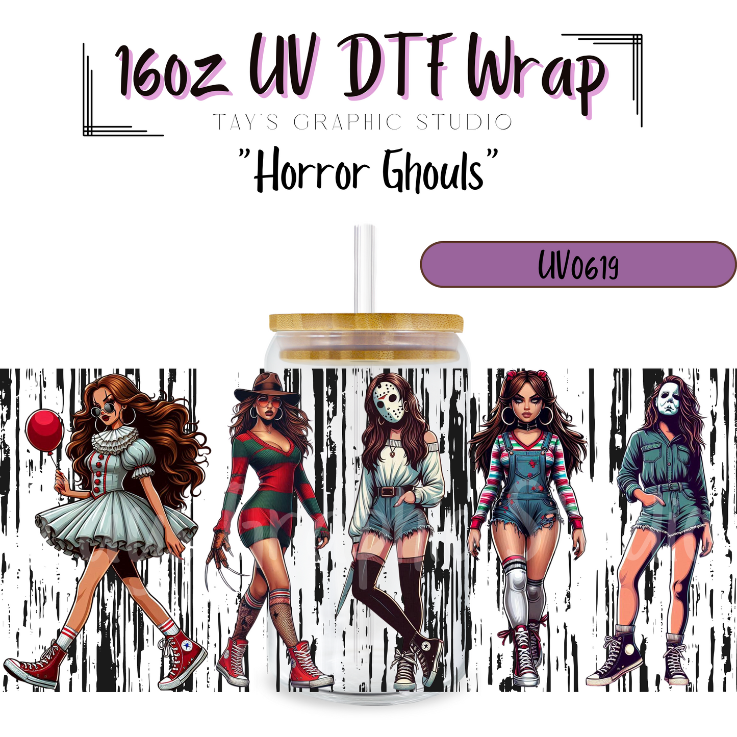 Exclusive - Horror Ghouls 16oz UV DTF Wrap - MTO0619