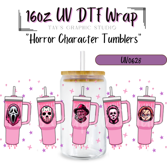 Exclusive - Horror Character Tumblers 16oz UV DTF Wrap - MTO0628