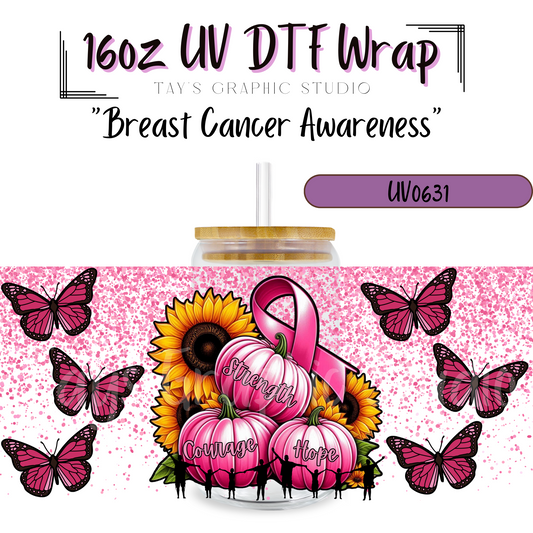 Exclusive - Breast Cancer Awareness 16oz UV DTF Wrap - MTO0637