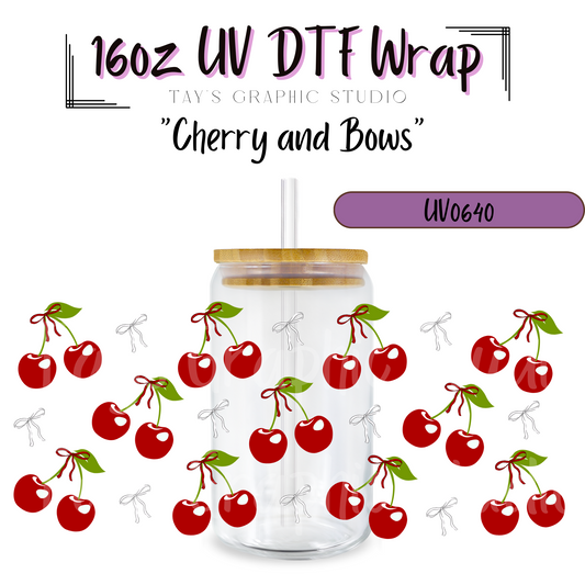 Exclusive - Cherry and Bows 16oz UV DTF Wrap - MTO0640