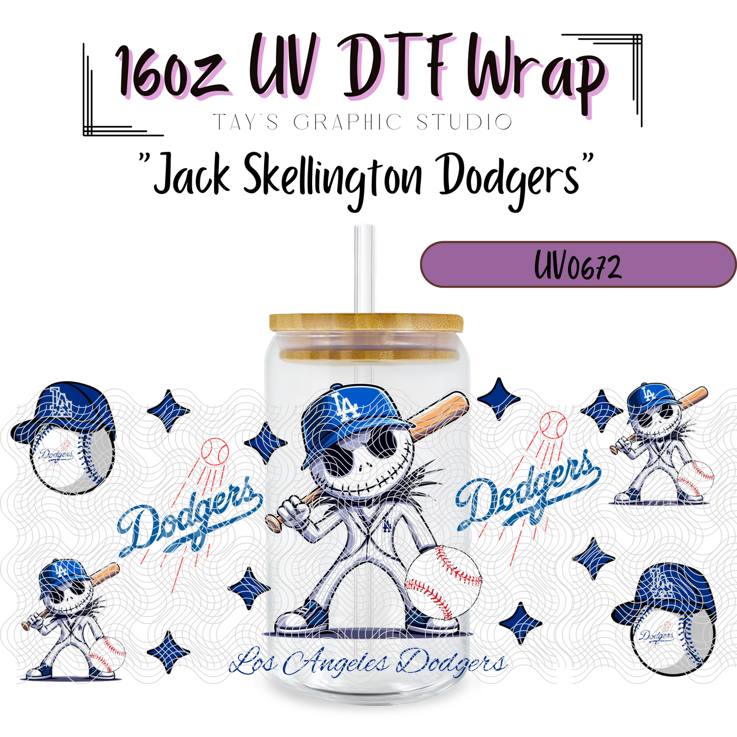 Exclusive - Jack Skellington Dodgers UV DTF Wrap - MTO0672