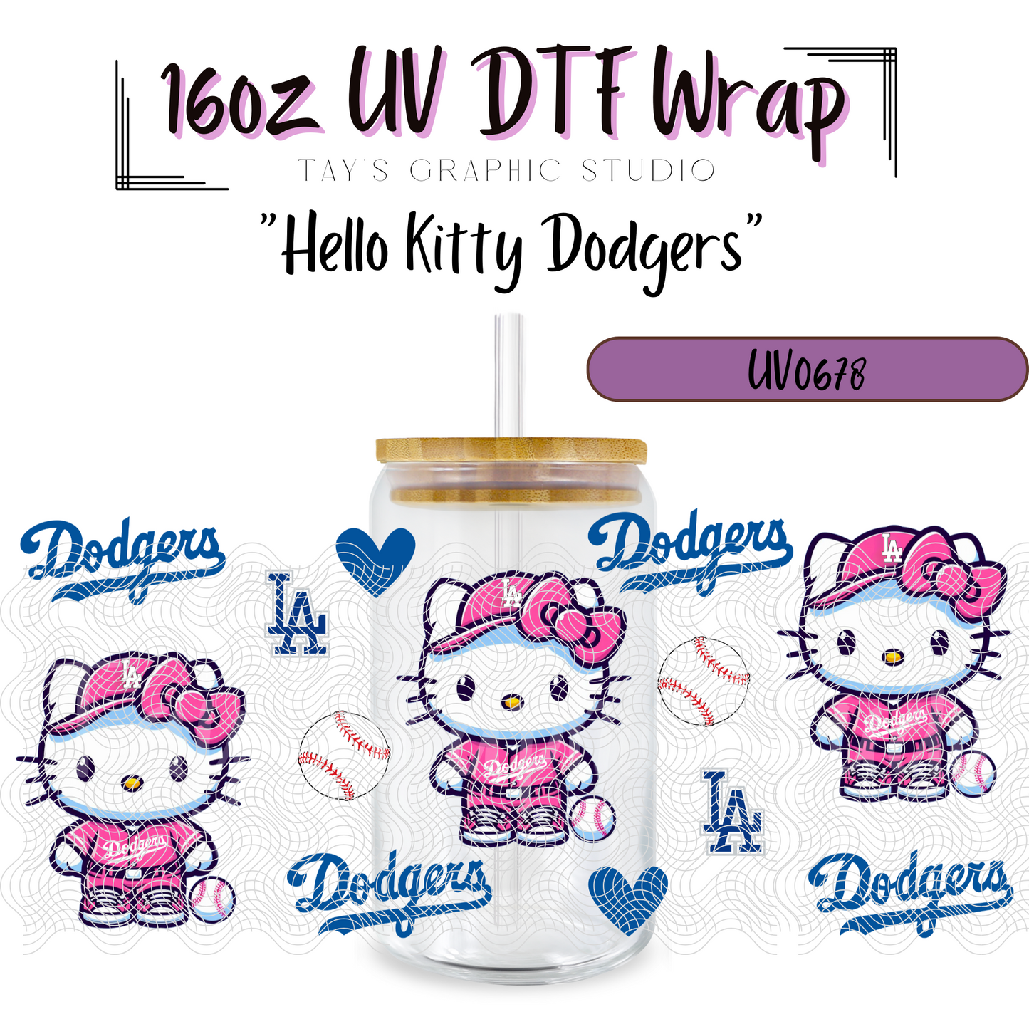 Exclusive - Hello Kitty Dodgers UV DTF Wrap - MTO0678