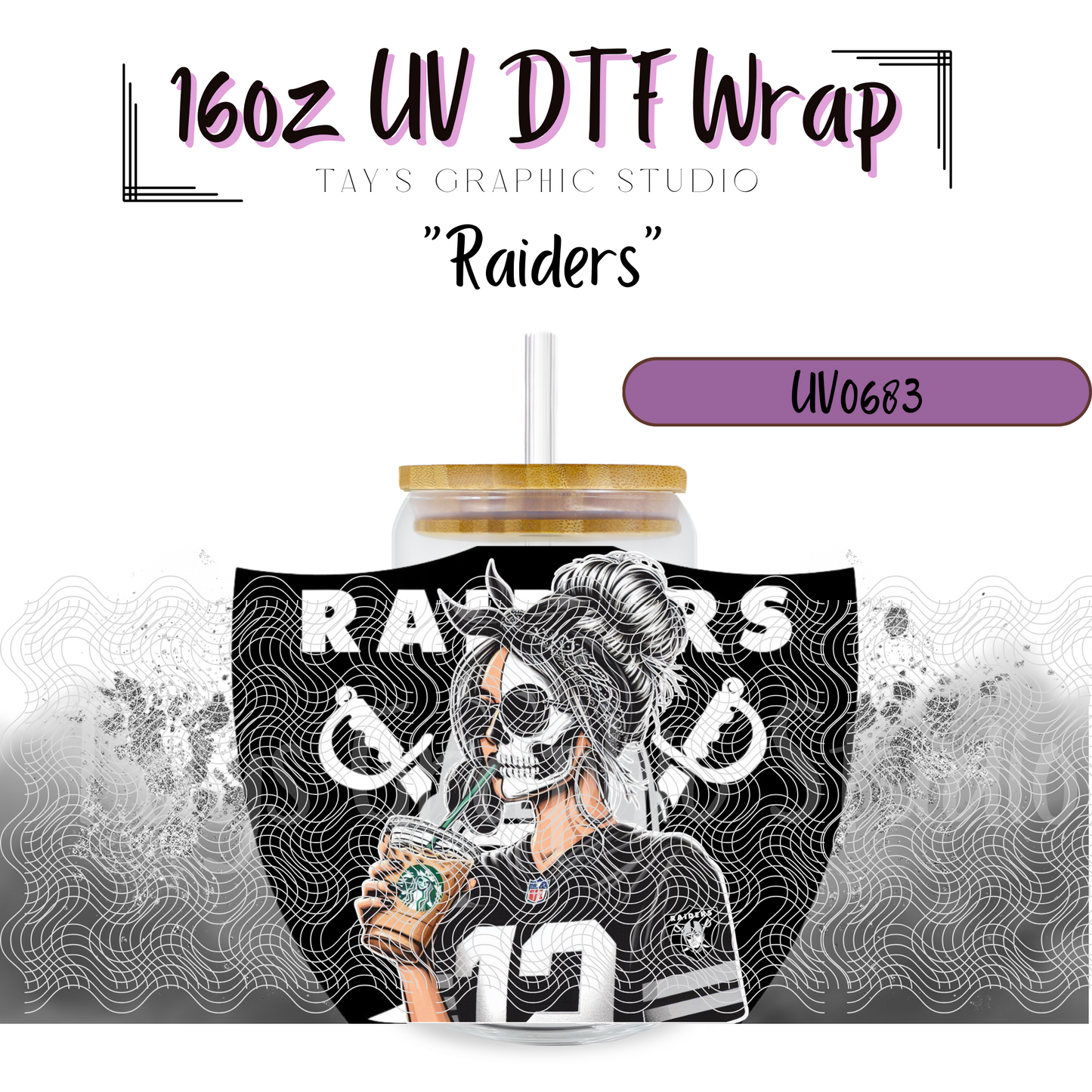 Exclusive - Raiders Skeleton Girl UV DTF Wrap - MTO0683