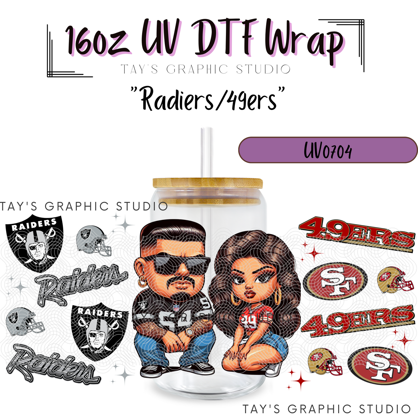 Exclusive - Raiders/49ers Chicano Couple UV DTF Wrap - MTO0704