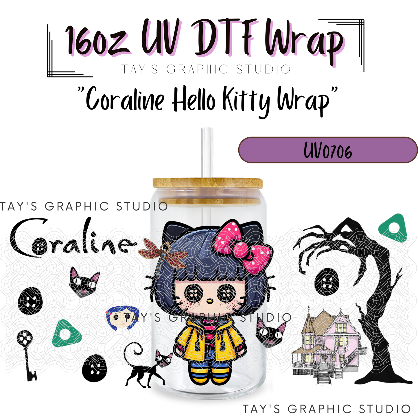 Exclusive - Coraline Hello Kitty UV DTF Wrap - MTO0706