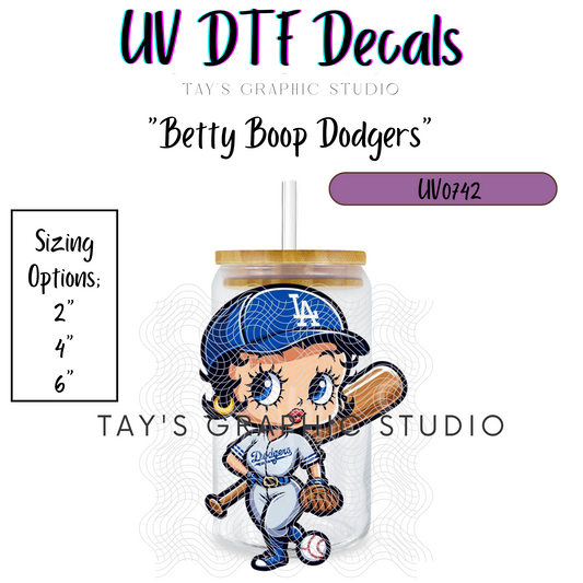 Exclusive - Betty Boop Dodgers UV DTF Decal - MTO0742