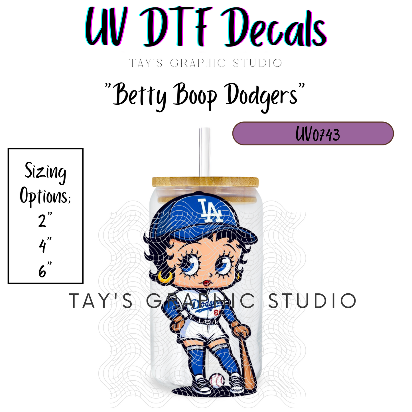 Exclusive - Betty Boop Dodgers UV DTF Decal - MTO0743