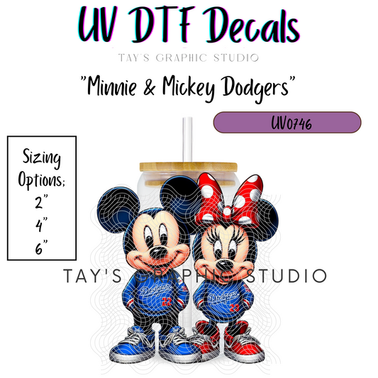 Exclusive - Minnie and Mickey Dodgers UV DTF Decal - MTO0746