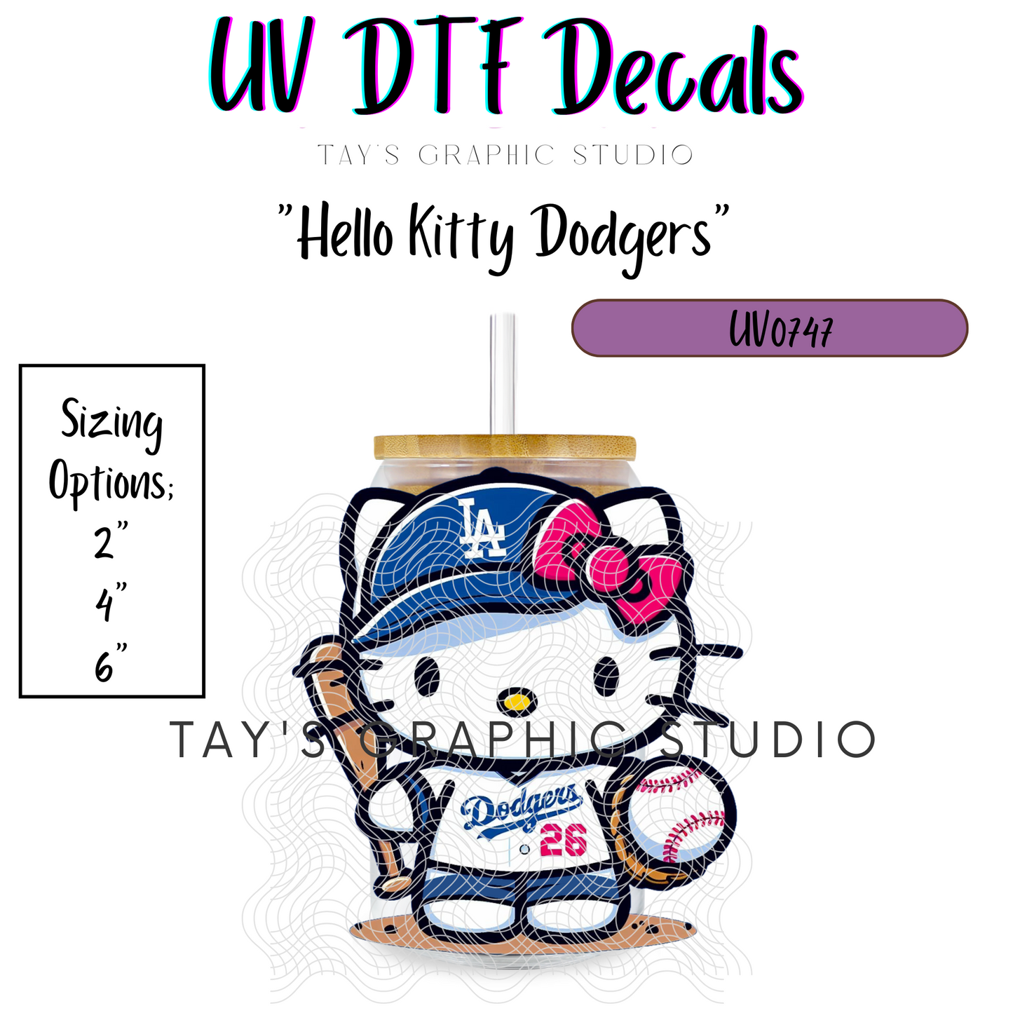 Exclusive - Hello Kitty Dodgers UV DTF Decal - MTO0747