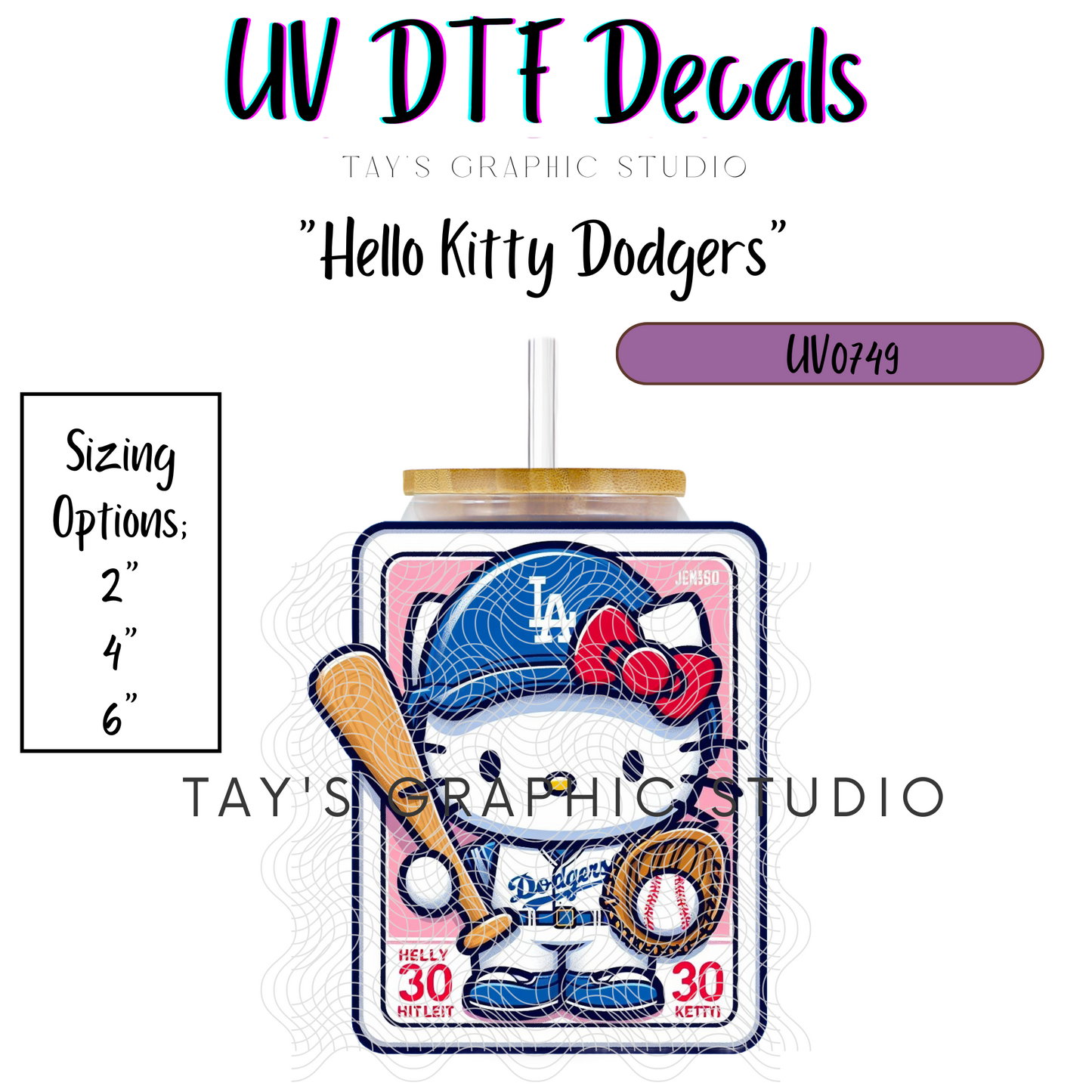 Exclusive - Hello Kitty Dodgers UV DTF Decal - MTO0749