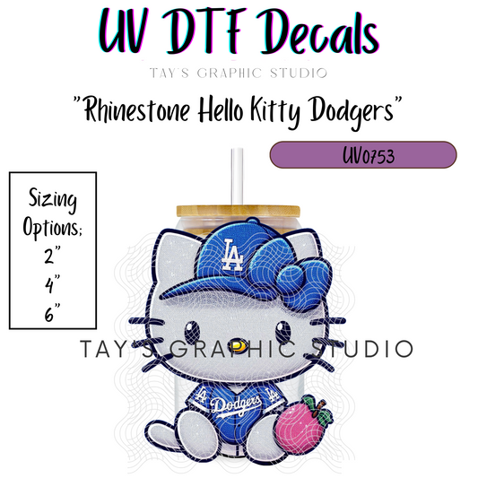 Exclusive - Rhinestone Hello Kitty Dodgers UV DTF Decal - MTO0753