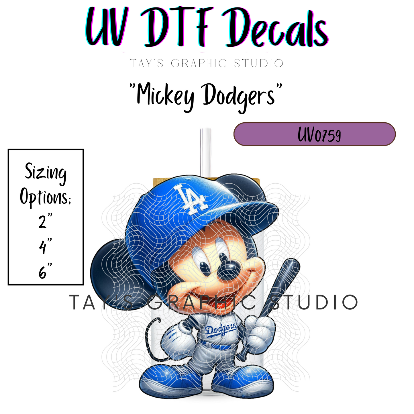 Exclusive - Dodgers Mickey UV DTF Decal - MTO0759