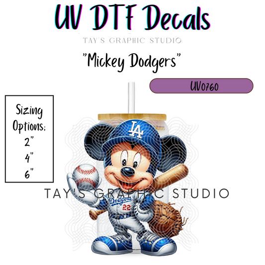 Exclusive - Mickey Dodgers UV DTF Decal - MTO0760