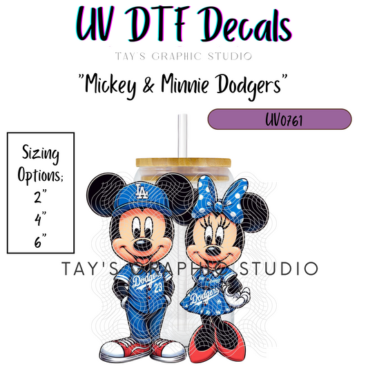 Exclusive - Minnie and Mickey Dodgers UV DTF Decal - MTO0761