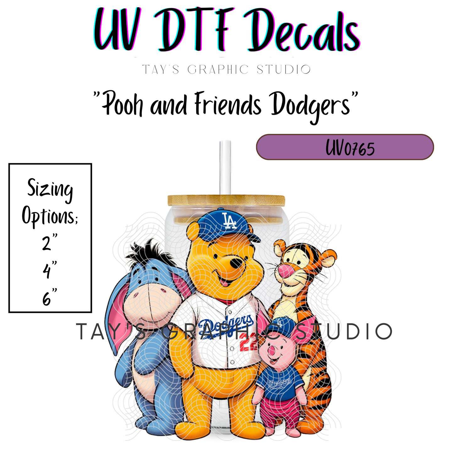 Exclusive - Pooh and Friends Dodgers UV DTF Decal - MTO0765