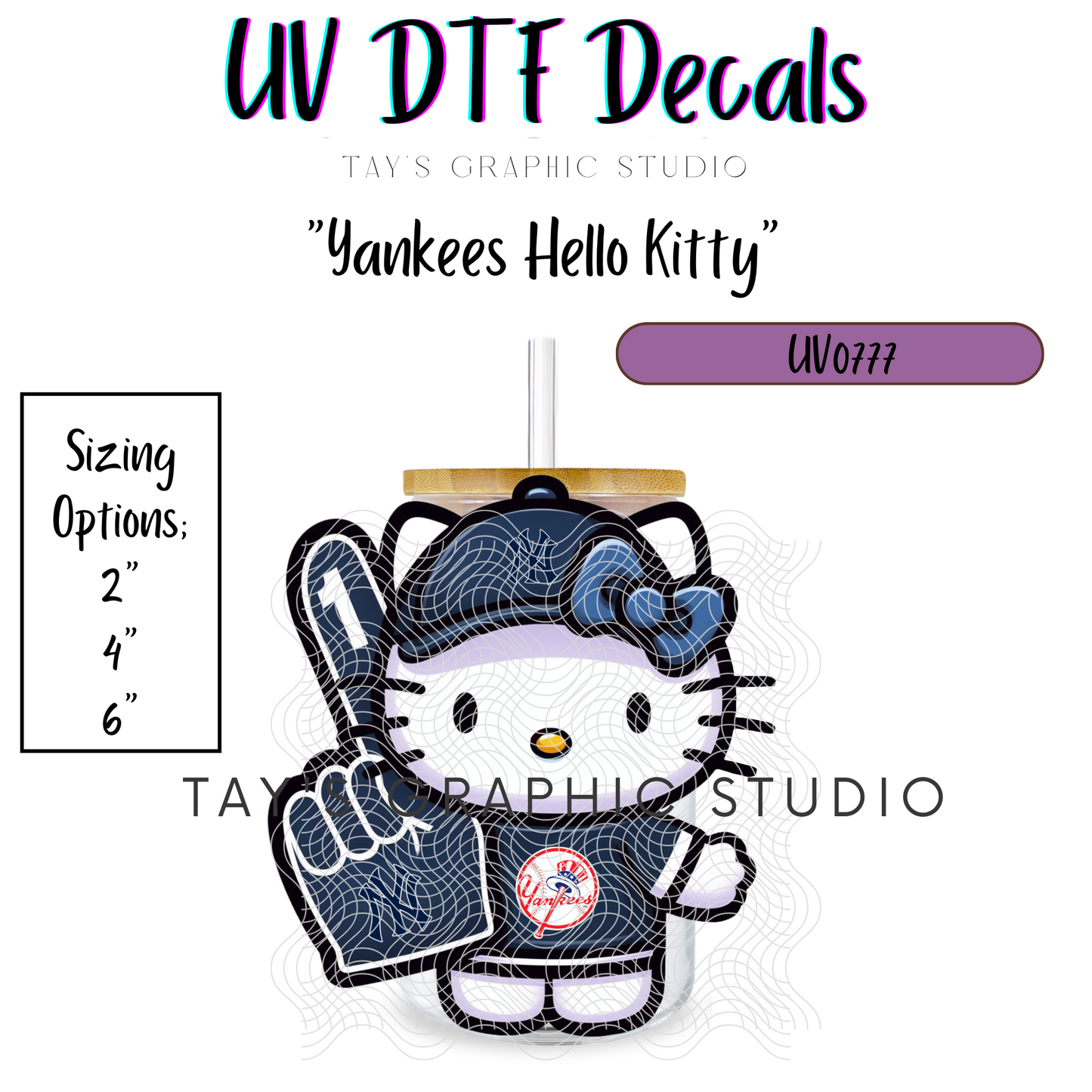 Exclusive - Yankees Hello Kitty UV DTF Decal - MTO0777