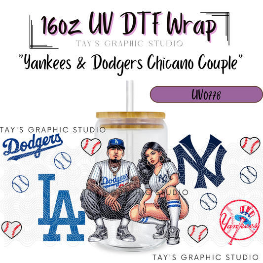 Exclusive - Yankees & Dodgers Chicano Couple UV DTF Wrap - MTO